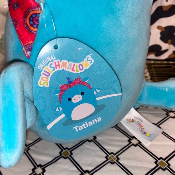 SQUISHMALLOWS JAZWARES TATIANA THE TEAL/BLUE DRAGON PLUSH PILLOW 8” - Picture 4 of 5